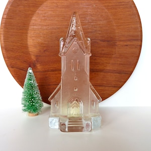 Vintage Glass Church Votive Candle Holder Nybro From Sweden, Small Glass Christmas Tea Light Holder image 1