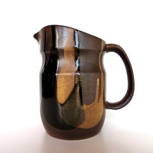 Vintage Pottery Craft USA Pitcher, Pottery Craft Stoneware Drip Glaze Water Jug image 5