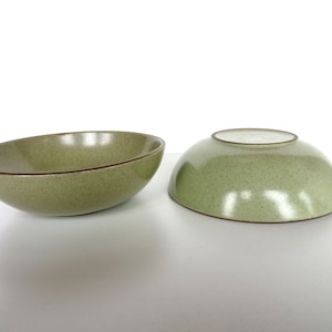 Early Heath Ceramics Dessert Bowls In Speckled Green, Modernist 5 1/4 Sage Berry Bowls By Edith Heath image 6