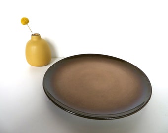 Vintage Heath Ceramics Brownstone Dinner Plate, Edith Heath 10 3/4" Coupe Line Serving Plate