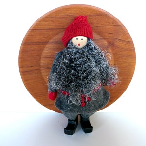 10 Swedish Tomte Doll Figurine, Vintage Christmas Wooden Folk Art, Winter Solstice Decor image 1