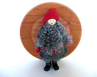 10" Swedish Tomte Doll Figurine, Vintage Christmas Wooden Folk Art, Winter Solstice Decor
