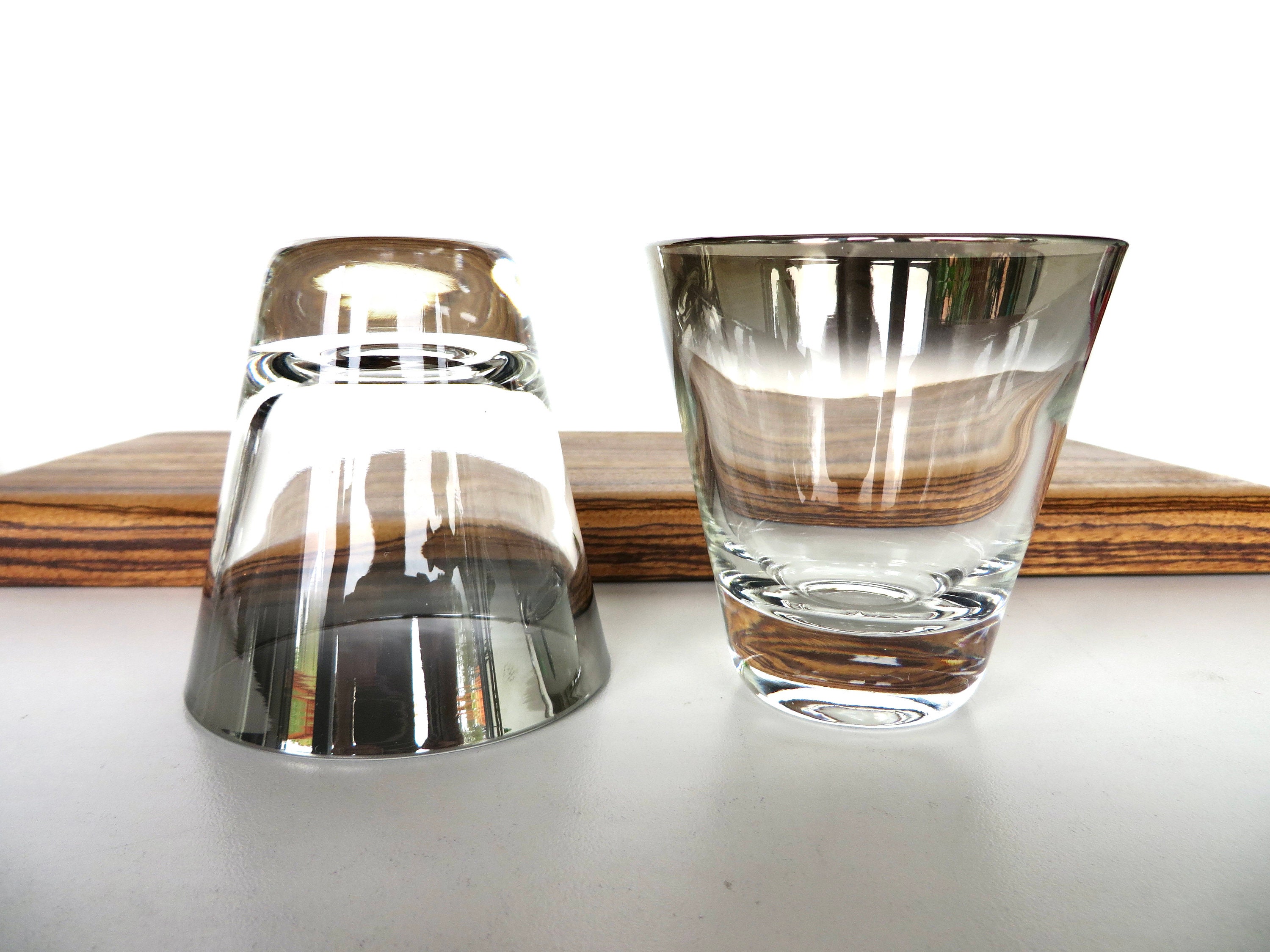 6 Silver Fade 4oz Cocktail Glasses, Vintage Vitreon Queens  display picture 1