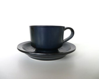 Vintage Iron Mountain Stoneware Cup And Saucer, Pottery Stoneware Coffee Cup in Blue Ridge By Nancy Patterson Lamb