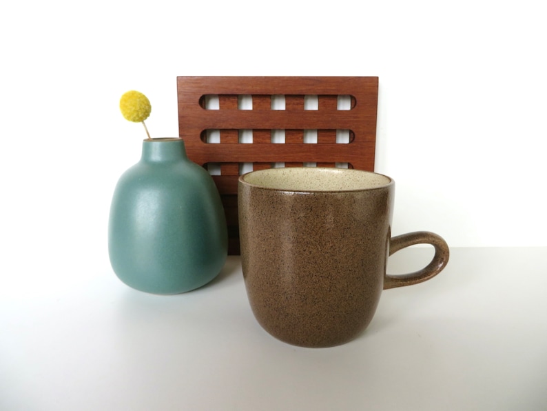 Vintage Heath Ceramics Studio Mug in Sandalwood, Edith Heath Low Handle Coffee Cup, Modernist Ceramics From Saulsalito image 1