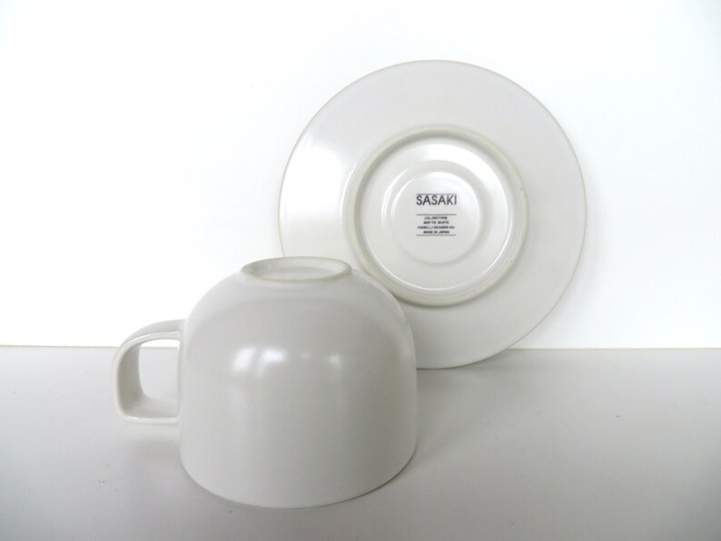 Vintage Sasaki Colorstone Cup and Saucer In Matte White, Massimo Vignelli Post Modern Cup And Saucer image 4