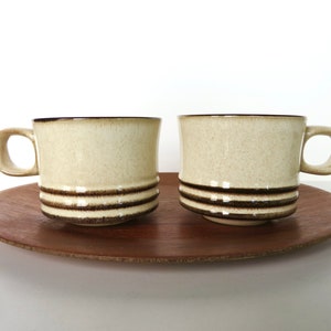 Set Of 2 Denby Sahara Mugs From England, Denby Contemporary Coffee Cups In Beige and Brown image 1