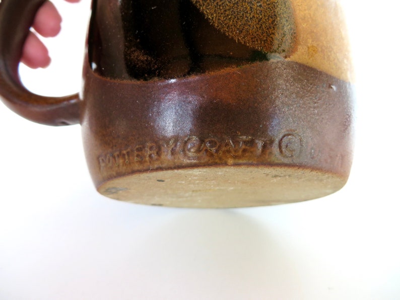 Vintage Pottery Craft USA Pitcher, Pottery Craft Stoneware Drip Glaze Water Jug image 9