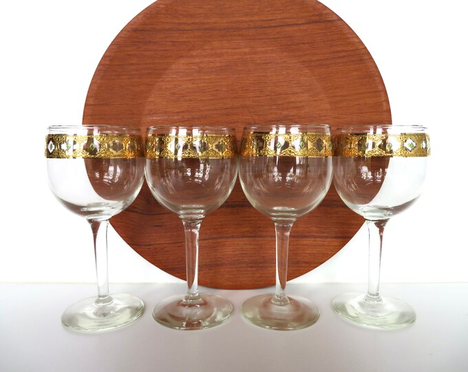 Set of 2 Culver Valencia Wine Glasses Vintage Culver 22kt Etsy