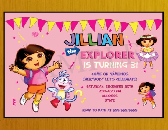 Personalized Dora The Explorer Birthday Party Invitation Dora Etsy