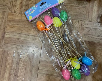 Easter Egg ornaments w/stick, Easter Wreath supplies, Brand new! 40 eggs on sticks FREE SHIPPING! Embellishments! 4 pks of 10 wreath eggs