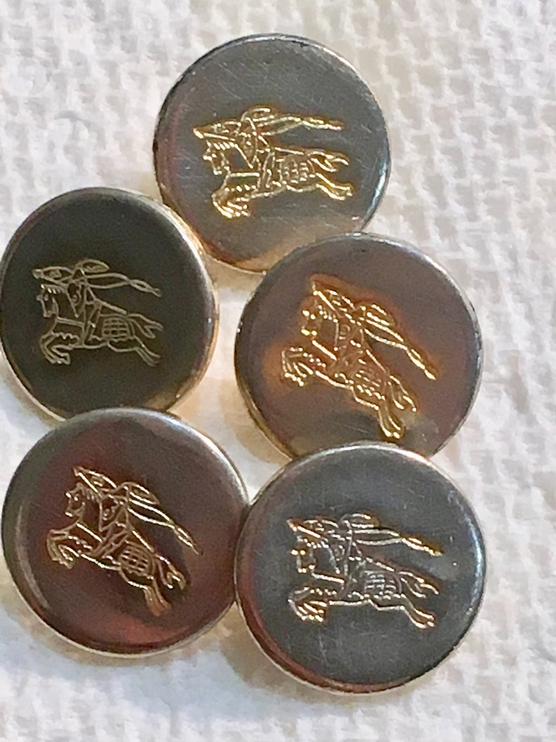 Burberry Silver / gold metal replacement buttons five buttons Etsy