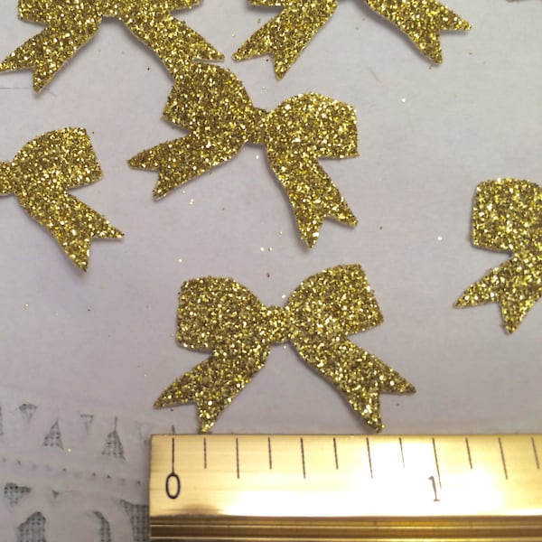 Gold mini bows, embellishments 35 gold/silver/ black 1" scrapbooking crafts cards tags handmade Martha Stewart