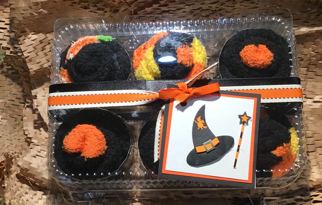 Halloween Fuzzy Socks Gift Box 3 Pairs Handcrafted Into Fluffy Cupcakes