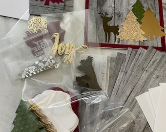 Kit di biglietti fai da te, 10 biglietti di auguri Country fatti a mano in totale Buon Natale 1 campione + materiali per altri 9 biglietti di auguri Festività, Buon Natale, SPEDIZIONE GRATUITA Bonus 10 tag corrispondenti