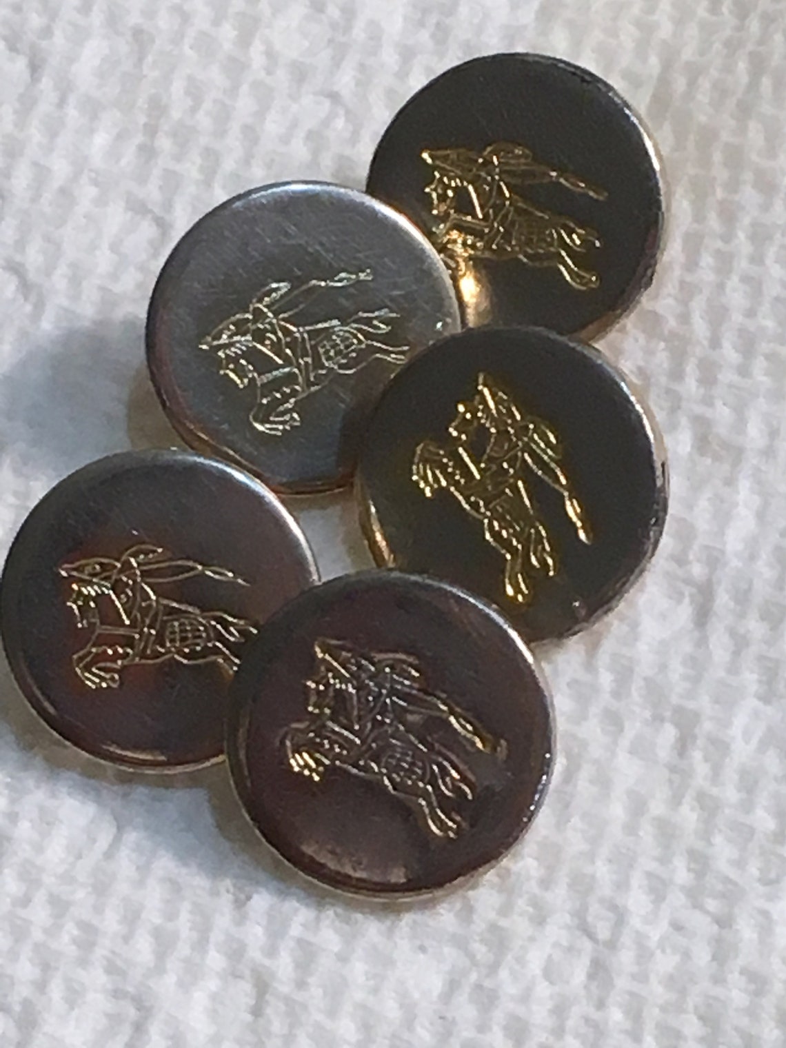 Burberry Silver / gold metal replacement buttons five buttons Etsy