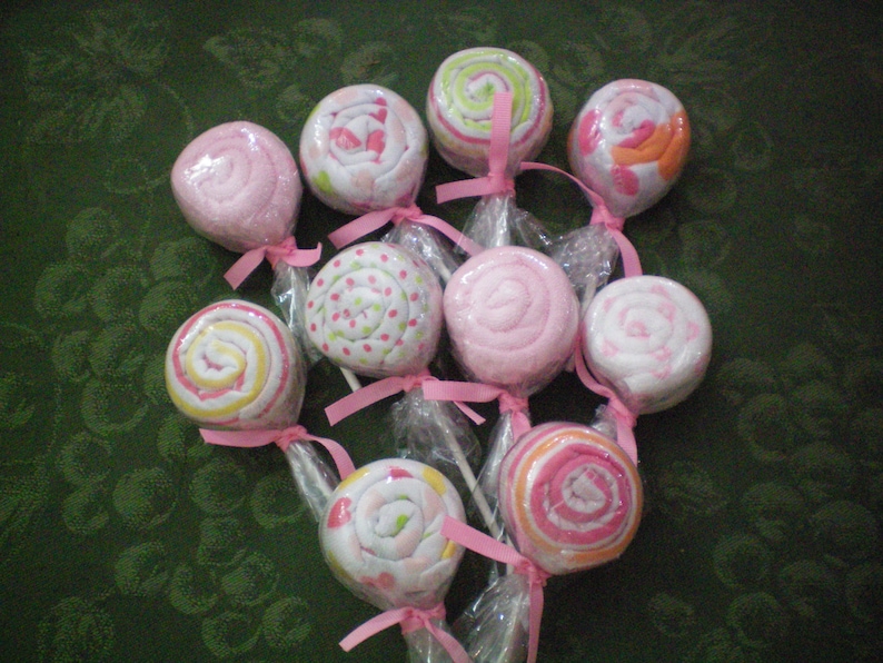 Baby Wash Cloth Lollipops Ten Shower Favors/gifts Bunch of 10 Lollipops ...