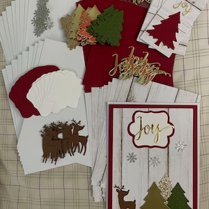 DIY card making kit, 10 Country cards Christmas 1 sample + supplies for 9 more Holiday, Merry, Free Shipping,  10 matching gift tags