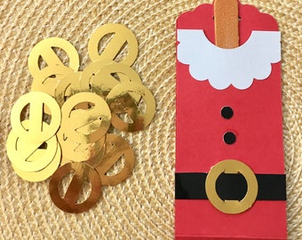 20 Santa Belt Buckle Paper Die Cuts, Holiday Card Crafts