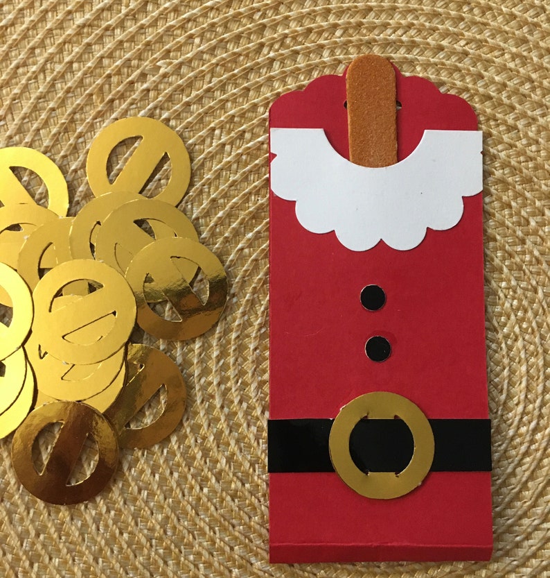 Santa belt buckle 20 paper buckles 1 Embellishments gold or silver or black Christmas crafts cards scrapbooking free ship cards