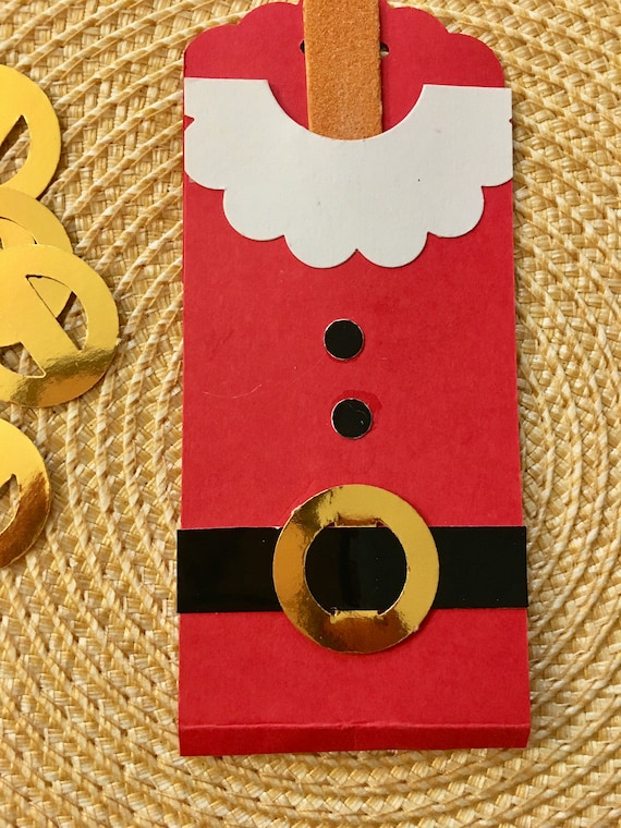 Santa belt buckle 20 paper buckles 1 Embellishments gold or silver or black Christmas crafts cards scrapbooking free ship cards