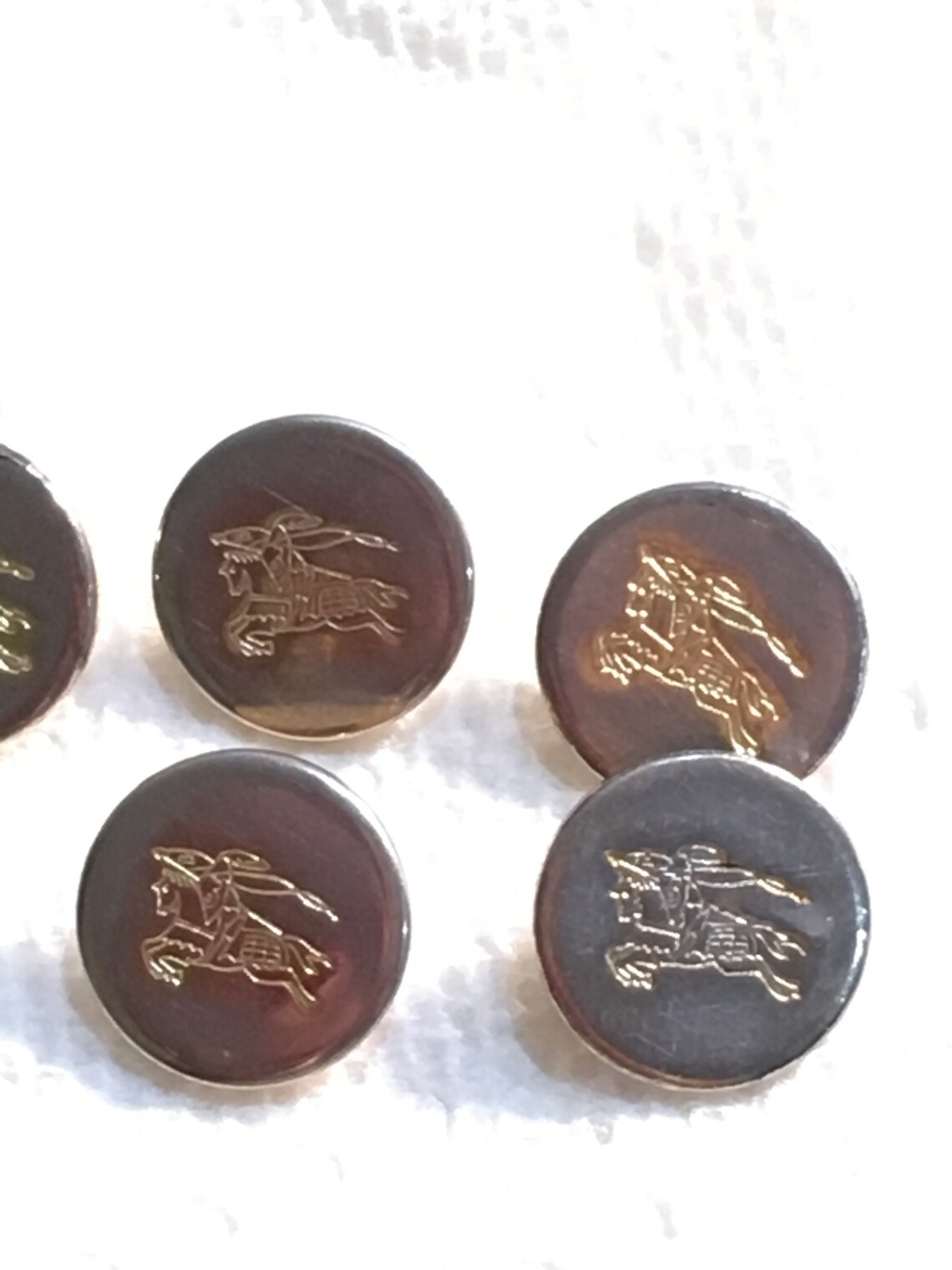 Burberry Silver / gold metal replacement buttons five buttons Etsy