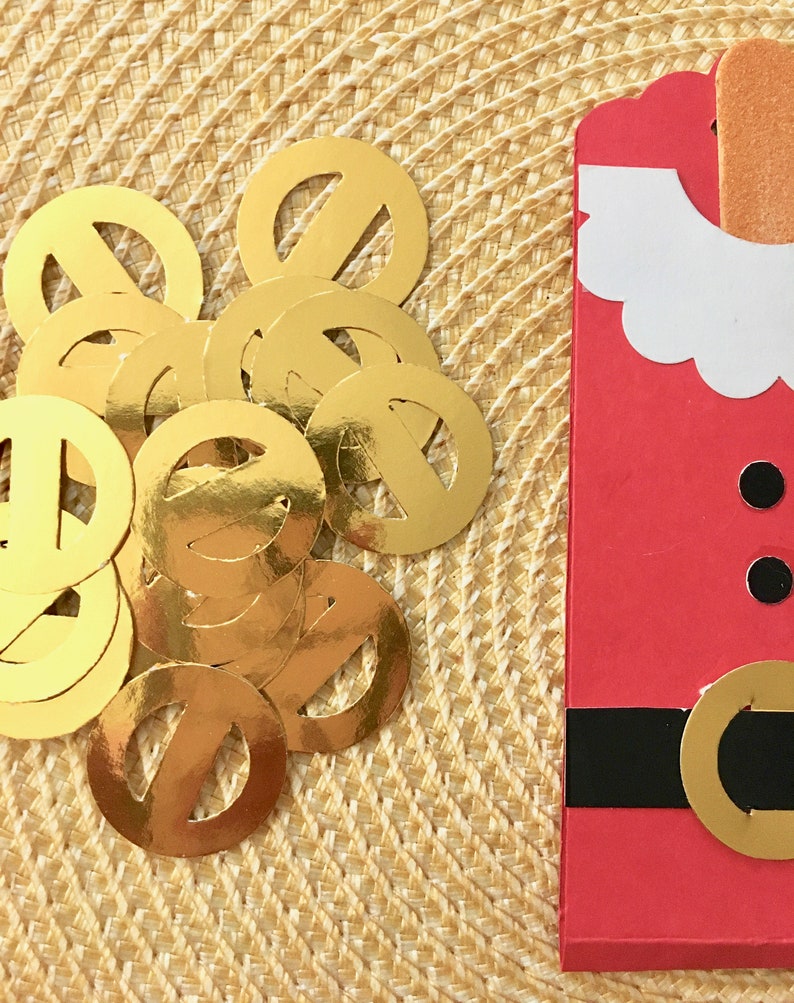 Santa belt buckle 20 paper buckles 1 Embellishments gold or silver or black Christmas crafts cards scrapbooking free ship cards