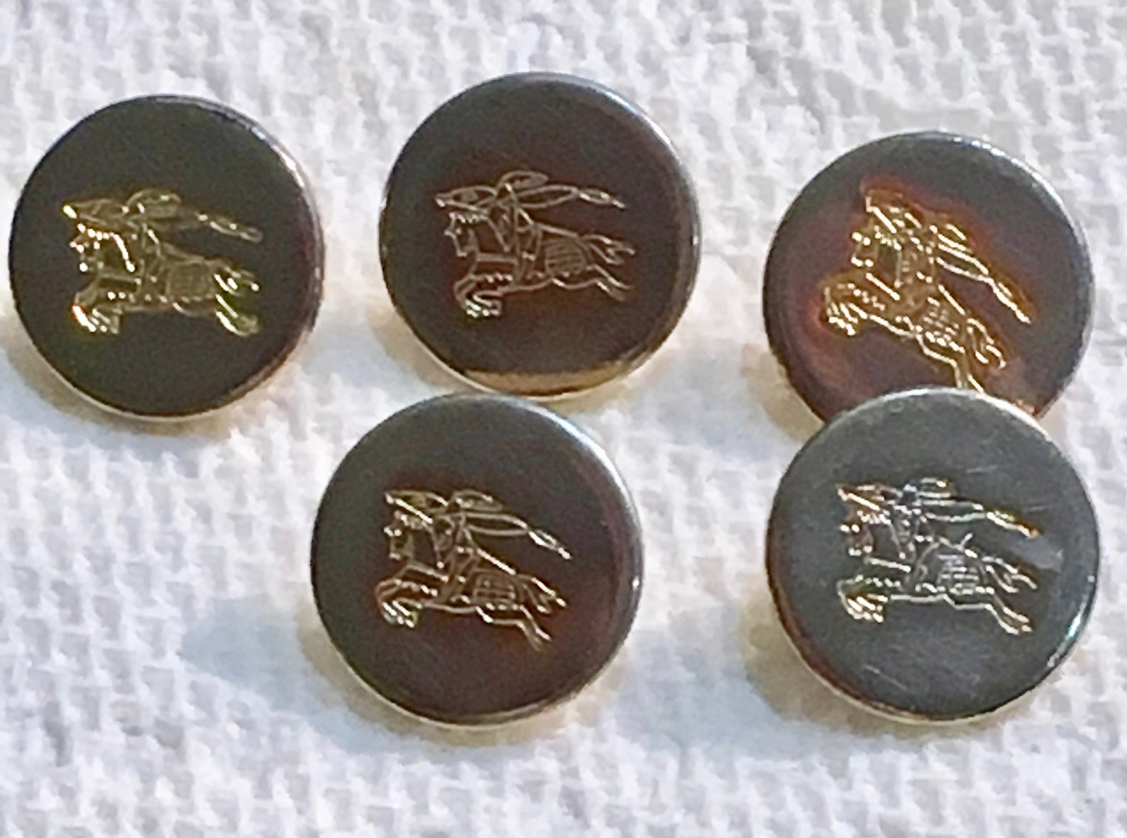 Burberry Silver / gold metal replacement buttons five buttons Etsy