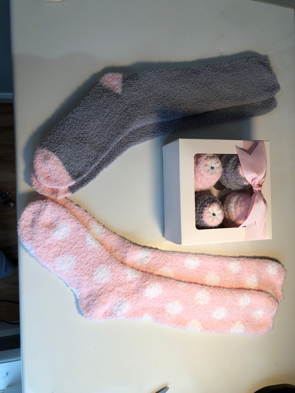 Fuzzy socks gift basket handcrafted into fluffy cupcakes Etsy