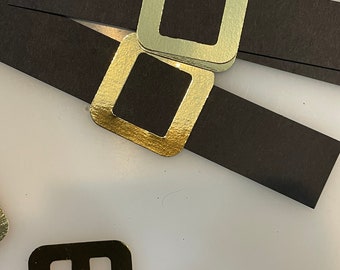 Adornos, hebilla de cinturón de Papá Noel, 20 hebillas de papel de 2,5 x 2,5 cm, plateadas o doradas, tarjetas de manualidades navideñas, envío gratuito para scrapbooking, tarjetas