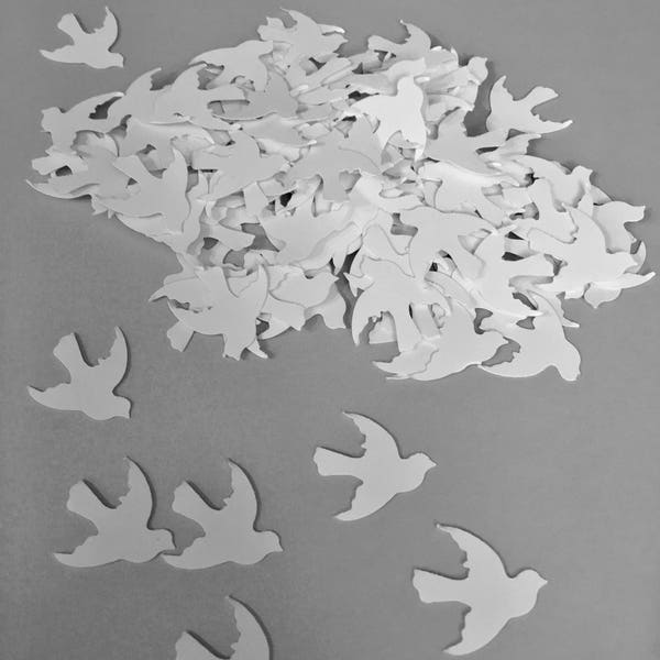 white doves, die cut, embellishments, 1" birds thank you cards, confetti, 100 doves, scrapbooking, crafts any color wedding