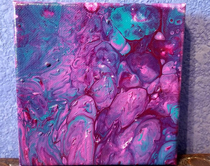 COTTON CANDY | Original Painting on Canvas | 6x6 in | Black Light Art