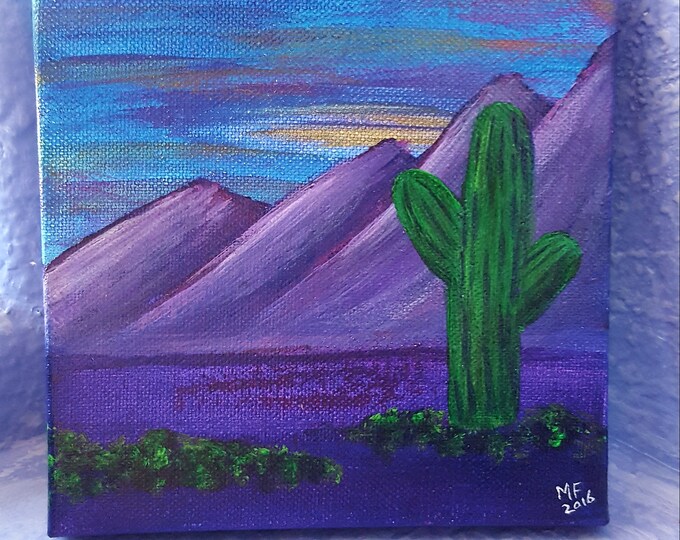 DESERT SOLITUDE | 6x6in | Desert Landscape Painting