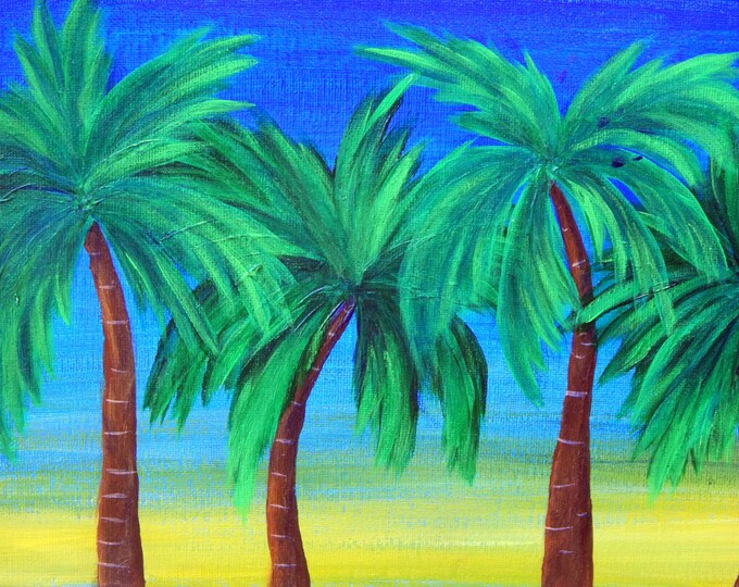 Palm Tree Sunset Painting | 16x8in