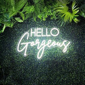 Olá, linda luz neon, letreiro neon externo personalizado, letreiro neon LED artesanal, letreiros neon estéticos para decoração de parede, decoração neon personalizada para salão de beleza