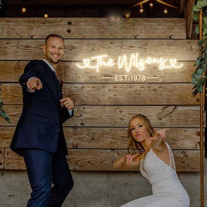 Letreiro de neon LED grande personalizado para casamento, letreiro de neon personalizado com luz LED, letreiro estético, decoração de LED para casa, letreiro de neon LED personalizado para casamento, letreiro de casamento