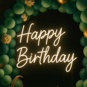 Letreiro de neon de feliz aniversário, letreiro de neon personalizado, letreiro estético de neon personalizado, letreiro de neon de LED para decoração de parede, letreiro de neon personalizado para presente