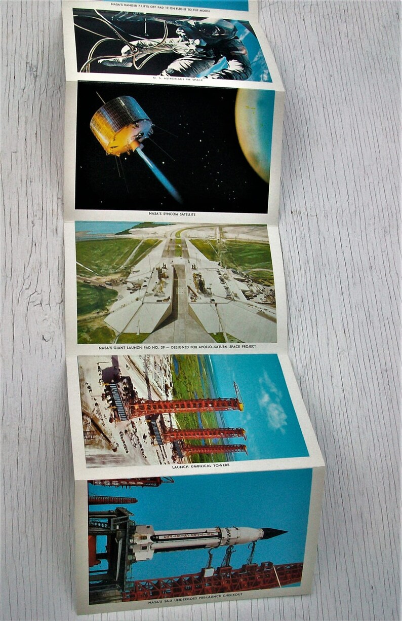 Vintage Kennedy Space Center Space Port Post Card Fold out Booklet