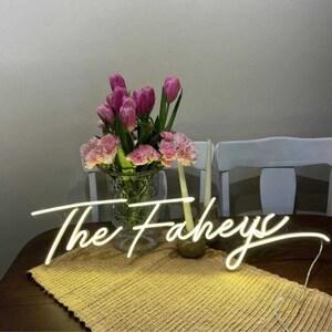 Letrero de neón personalizado con luz LED, luz LED con nombre de familia, letrero acrílico LED, letrero de neón LED para decoración de pared, luz de neón de regalo personalizada, letrero de neón