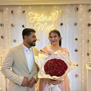 Letreiro de neon personalizado para casamento, letreiro estético de neon, letreiro de neon LED para decoração de parede, letreiro de neon grande para casamento, luz de neon personalizada para presente