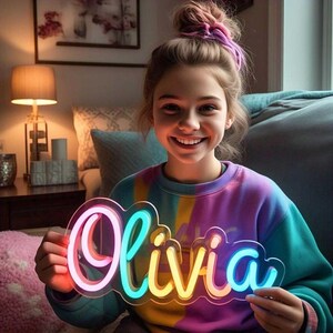 Placa de neon estética personalizada, placa de LED com texto personalizado, placa de neon estética, placa de neon LED para decoração de parede, luz de neon para presente personalizada, placa de neon