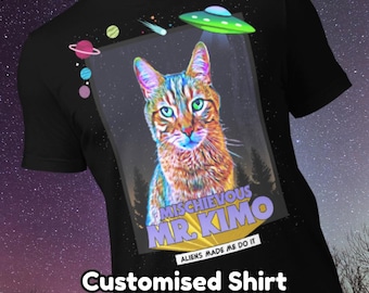 Custom Pet Portrait T-Shirt: "Aliens Made Me Do It" Personalized Tee