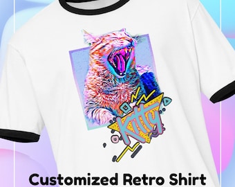 Personalized Pet T-Shirt: 90s Retro Pastel Cat Dog Photo Shirt