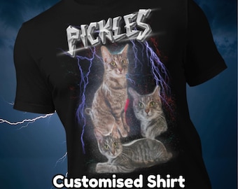 Custom Pet Portrait T-Shirt:  Heavy Metal Rock Band Style | Personalized Shirt