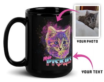 Custom Pet Portrait Mug: Space Watercolor Cat/Dog Photo