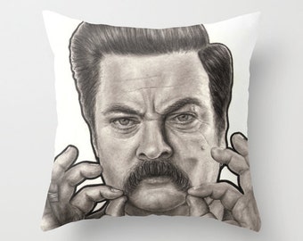 Ron Swanson Parks and Recreation Throw Pillow