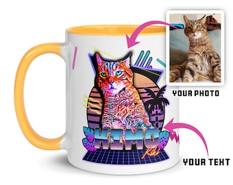 Custom Pet Mug: 80s Retro Personalized Photo Coffee Mug