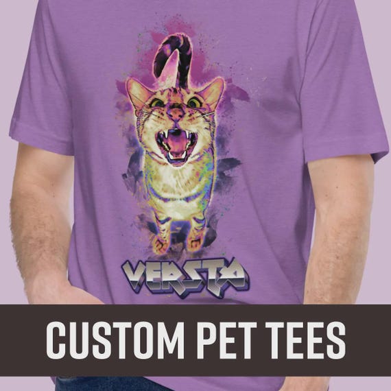 Custom Space Watercolor - PET PORTRAIT SHIRT  | Customized Cat or Dog Photo & Text Personalized Cat Shirt - Pet T-shirt |  custom cat shirts