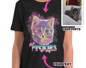 Custom Space Watercolor Pet Portrait Shirt: Personalized Kids T-Shirt