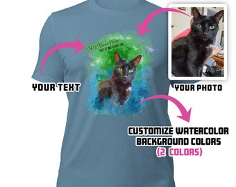 Custom Pet Portrait Shirt: Classic Watercolor Cat/Dog Photo Tee